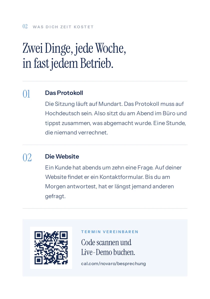 Innenseite: Zwei Dinge, jede Woche, in fast jedem Betrieb.